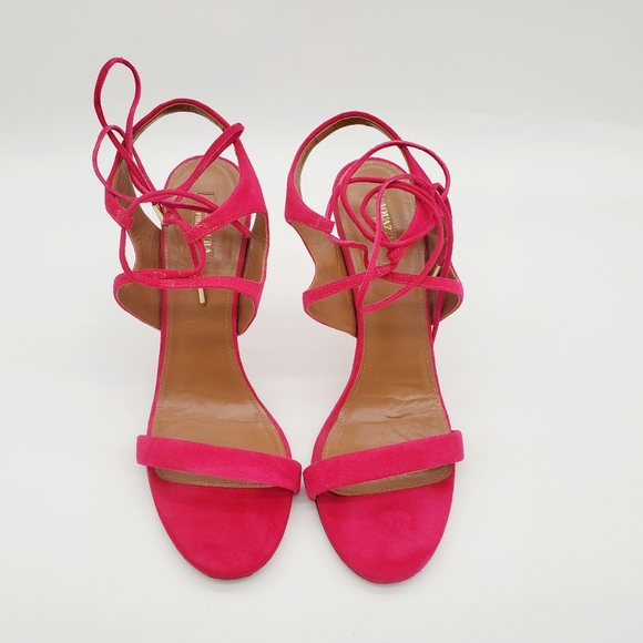 Aquazzura Colette Pink Suede Sandals - Picture 6 of 16